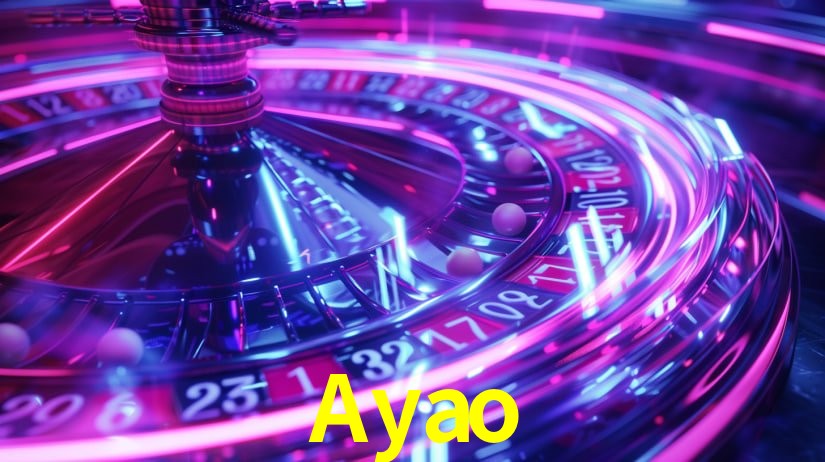 Una escena digital vívida inspirada en casino con Ayao mostrado prominentemente, luces brillantes, fichas, cartas y acentos dorados.